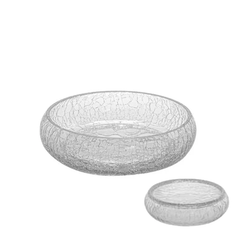 24 cm - Crackle Piatto Presentazione Piano-Fondo In Vetro - Set 4 Pz