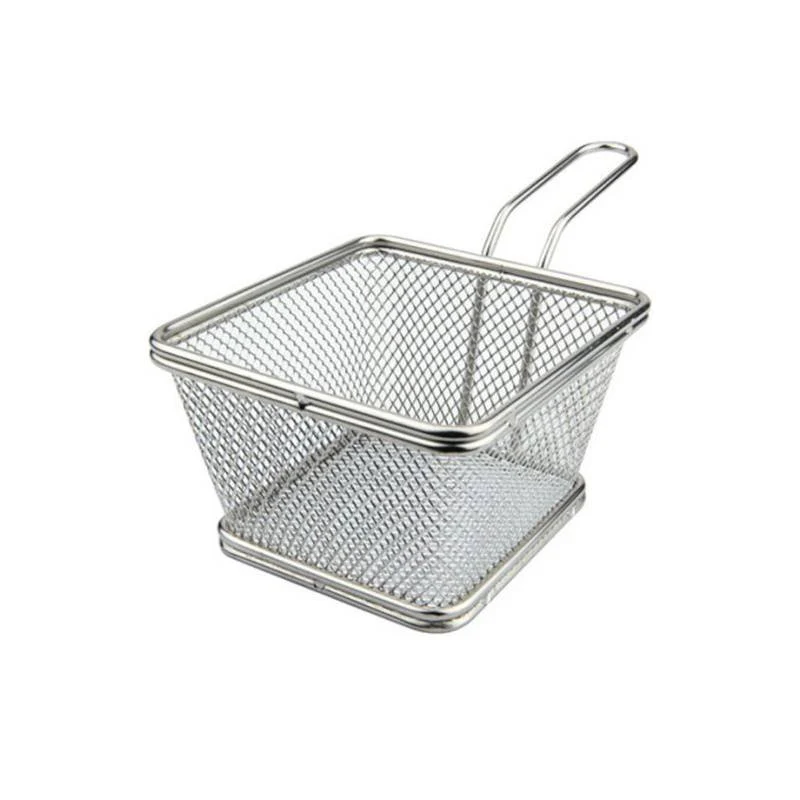 10 cm - Mini Cestello Porta Snack Quadrato In Acciaio Inox 18/10