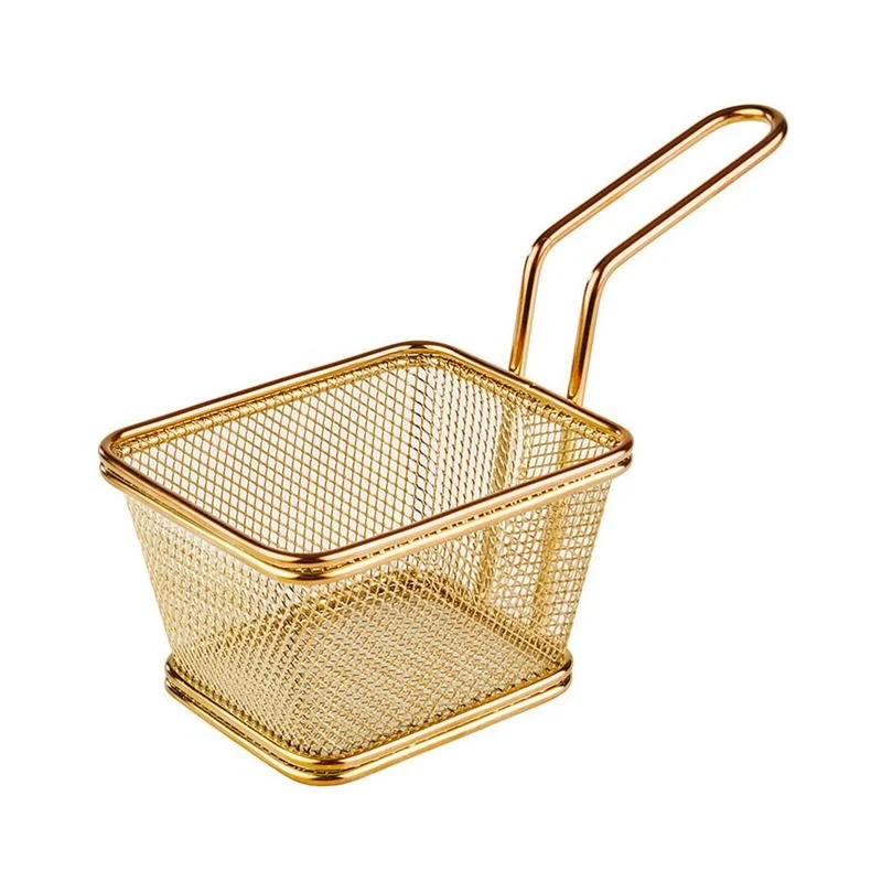 10x8.5 cm - Tableware Buffet & Display Cestello Porta Snack Quadrato In Acciaio Inox