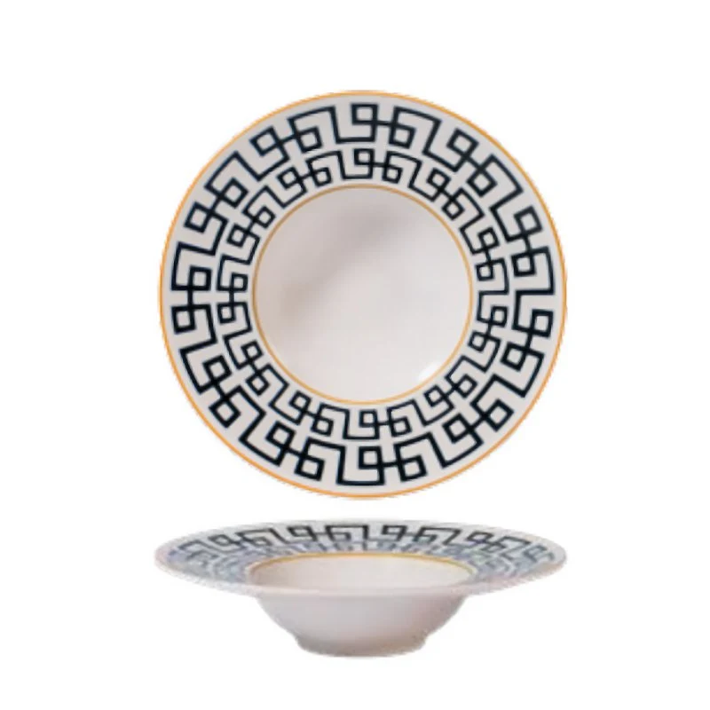 28 cm - Dedalo Piatto Pasta In Porcellana - Set 6 Pz