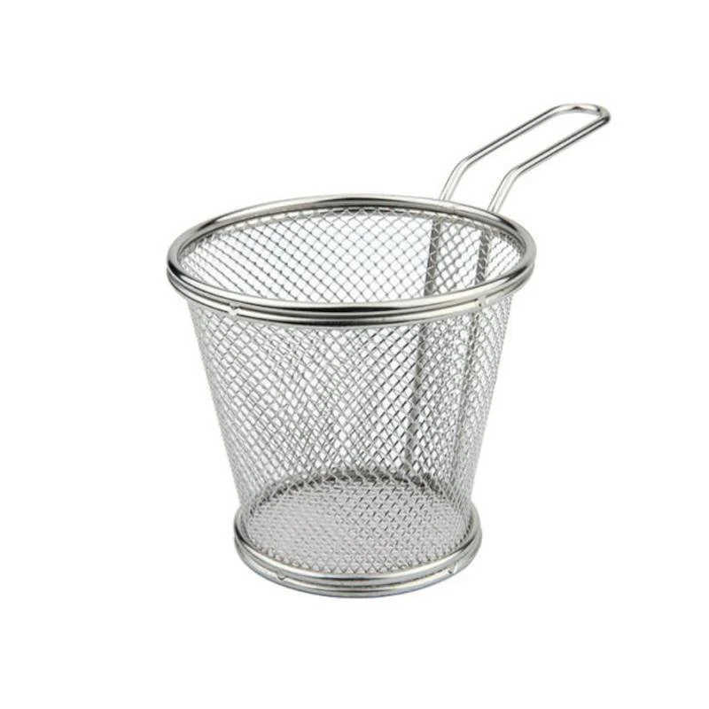 12 cm - Mini Cestello Porta Snack Rotondo In Acciaio Inox 18/10