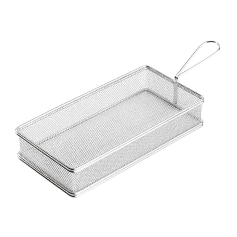 21.5x10.5 cm - Tableware Buffet & Display Cestello Porta Snack Rettangolare In Acciaio Inox