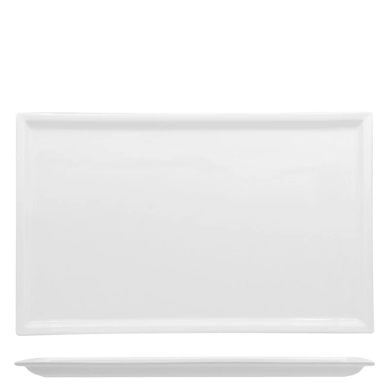 45x28 cm - Justwhite Piatto Vassoio Rettangolare In Porcellana - Set 2 Pz