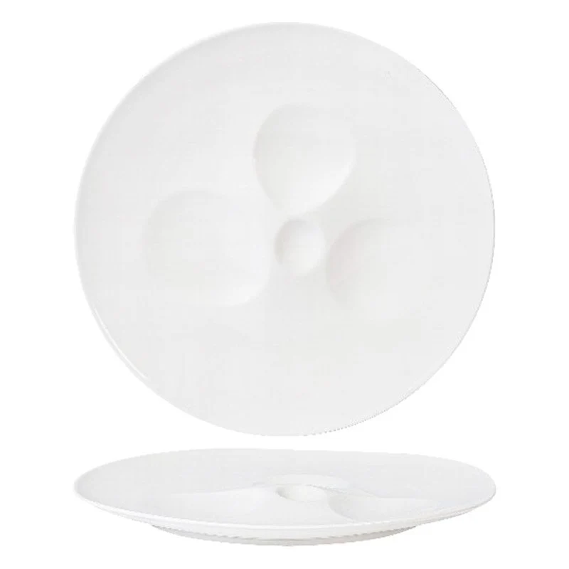 31.2x30.7 cm - Magnesium Moon Piatto Presentazione Irregolare In Porcellana - Set 2 Pz