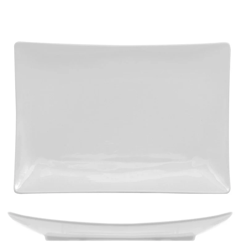 30x22 cm - Justwhite Piatto Vassoio 3 Scomparti Rettangolare In Porcellana