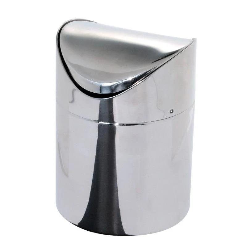 12 cm - Mini Pattumiera Da Tavola In Acciaio Inox