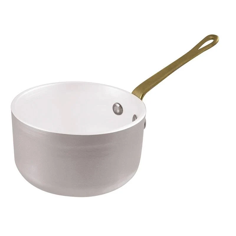10 cm - Miniature Mini Casseruola Alta In Alluminio Con Manico In Ottone