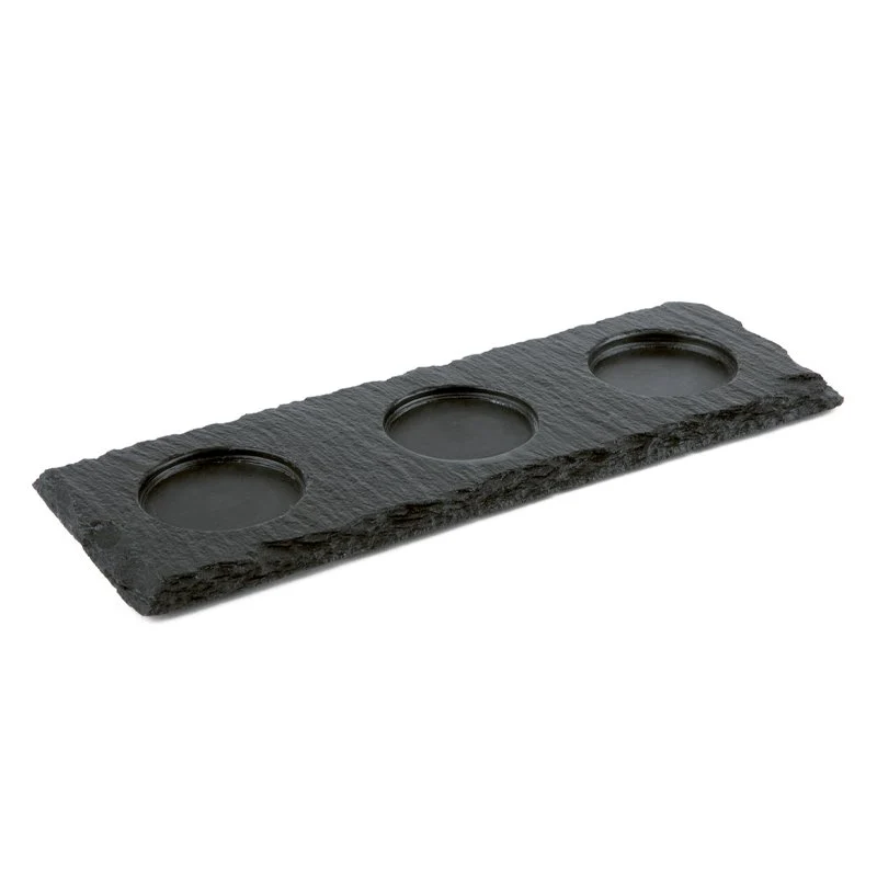 28x10 cm - PIatto Vassoio 3 Scomparti In Ardesia