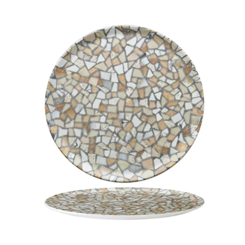 33 cm - Trencadis Piatto Pizza In Porcellana - Set 6 Pz