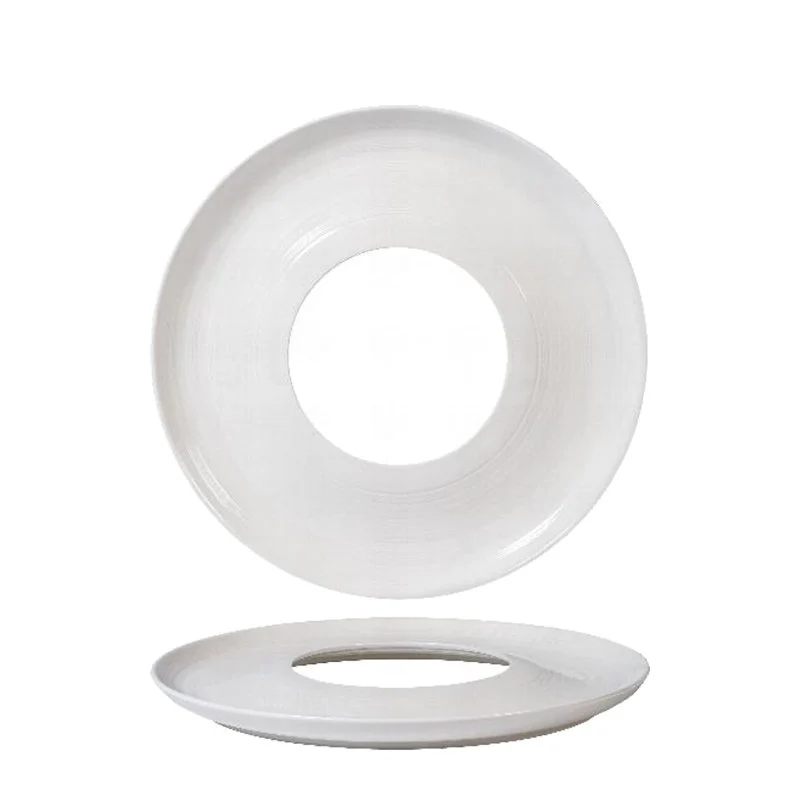 31 cm - Magnesium Deep Ring Piatto Presentazione Rotondo In Porcellana - Set 2 Pz