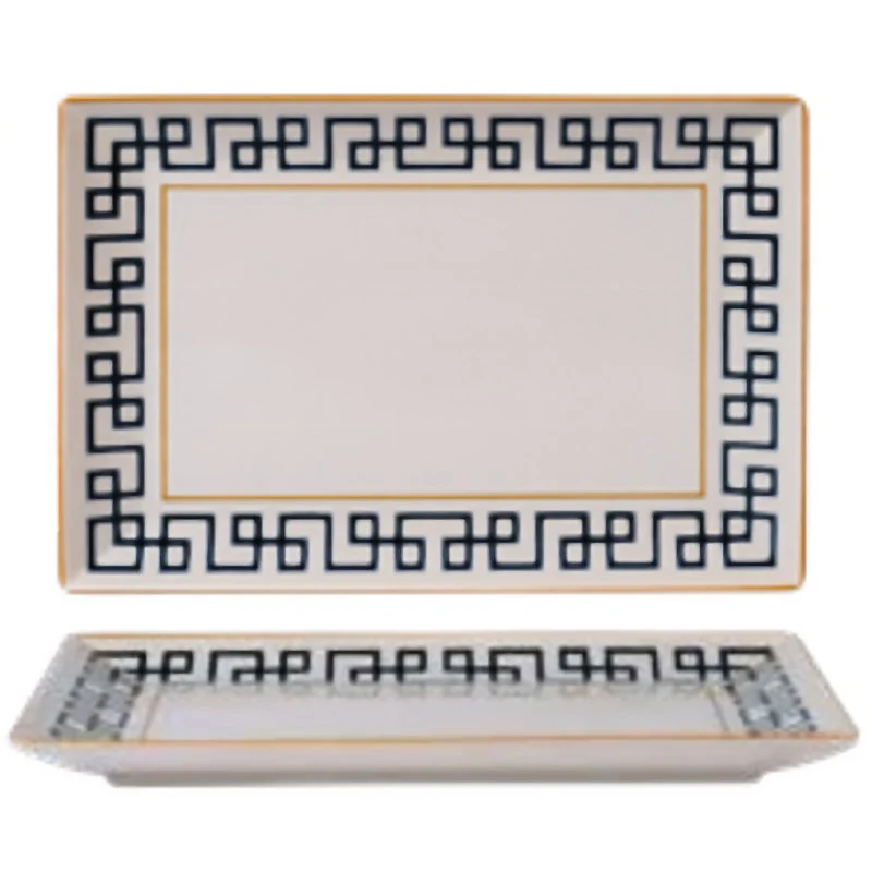 30x20 cm - Dedalo PIatto Vassoio Rettangolare In Porcellana - Set 6 Pz