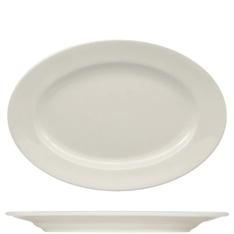 45x31.5 cm - Prime Piatto Vassoio Ovale In Porcellana - Set 3 Pz