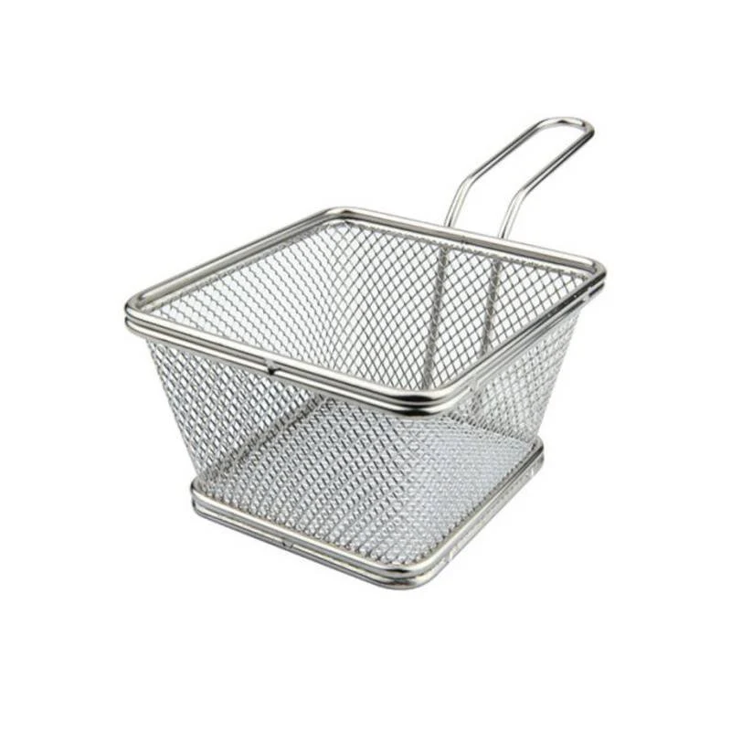 12 cm - Mini Cestello Porta Snack Quadrato In Acciaio Inox 18/10