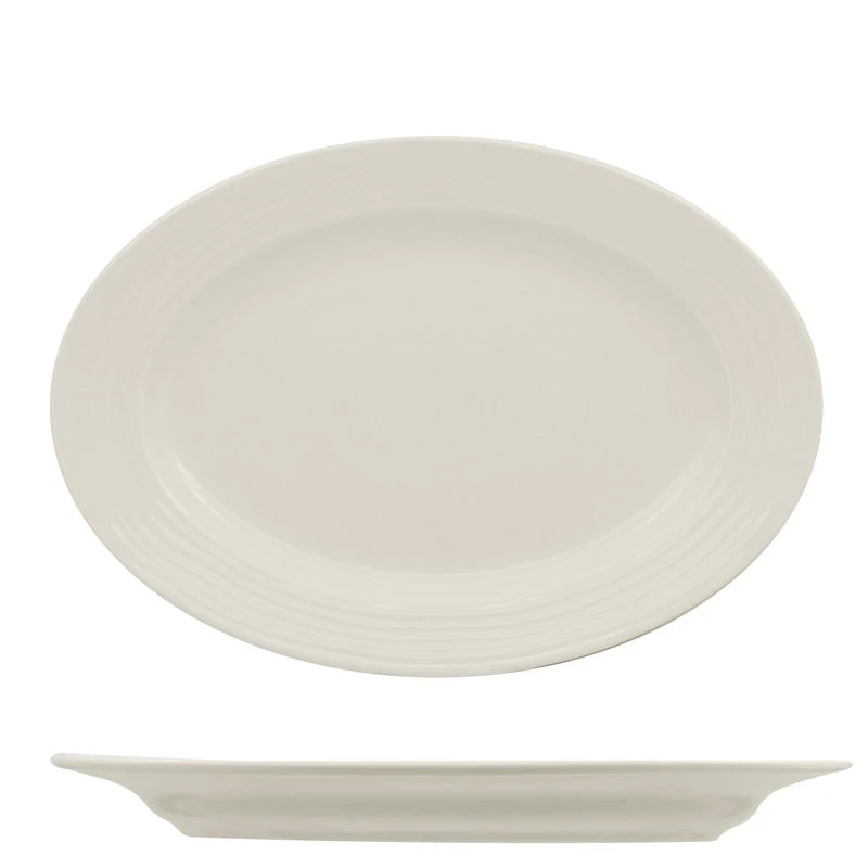 32x22 cm - Eclipse Piatto Vassoio Ovale In Porcellana - Set 6 Pz