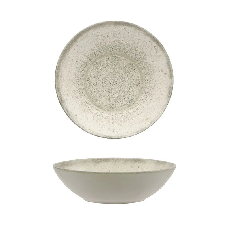 22 cm - Lace Piatto Fondo In Stoneware - Set 4 Pz