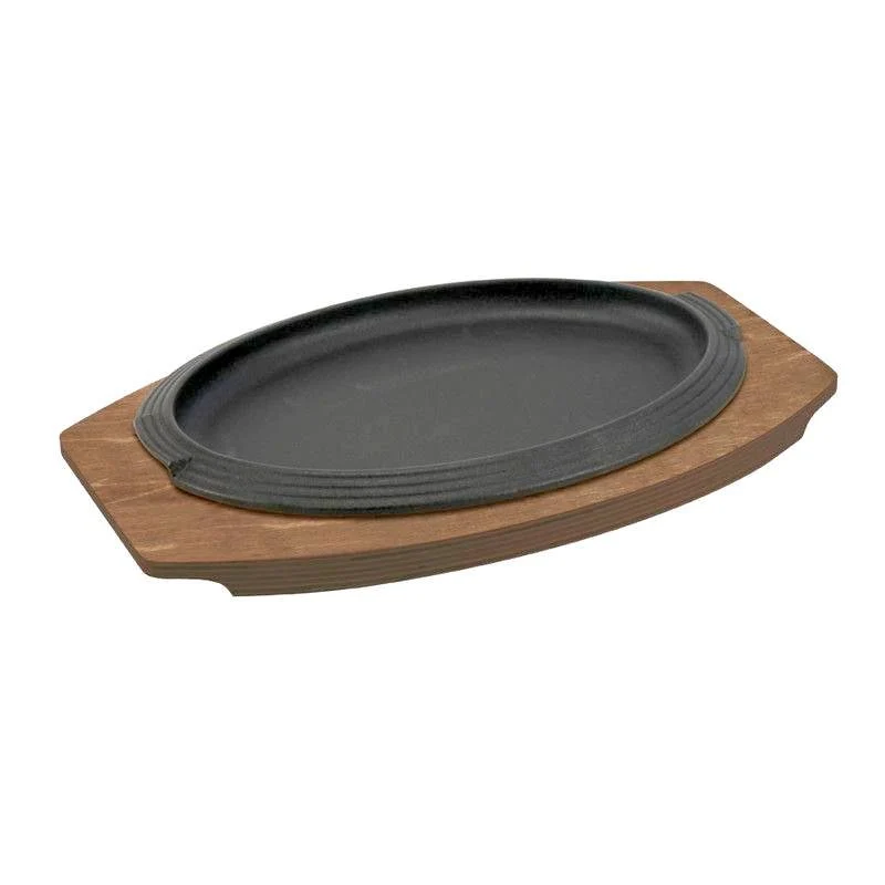 32x22 cm - Basic Piatto In Ghisa Con Supporto In Legno