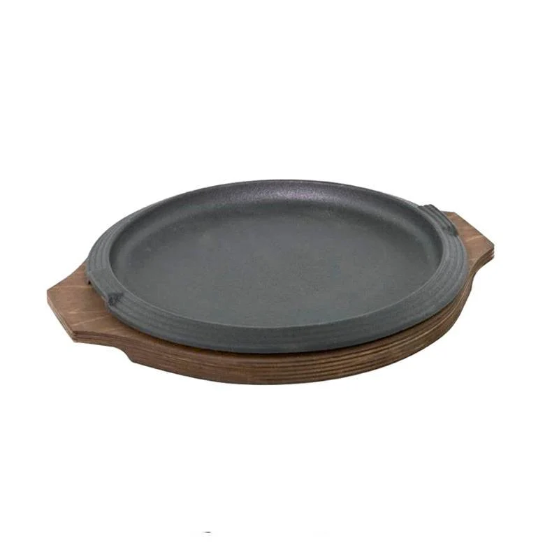 21 cm - Piatto In Ghisa Con Supporto In Legno
