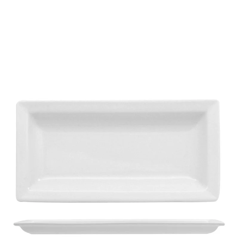 17.8x8.7 cm - Justwhite Piatto Presentazione Rettangolare In Porcellana - Set 6 Pz