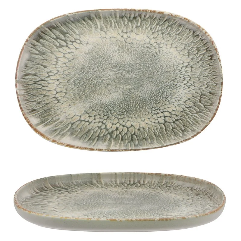 33 cm - Dust PIatto Vassoio Ovale In Stoneware - Set 4 Pz