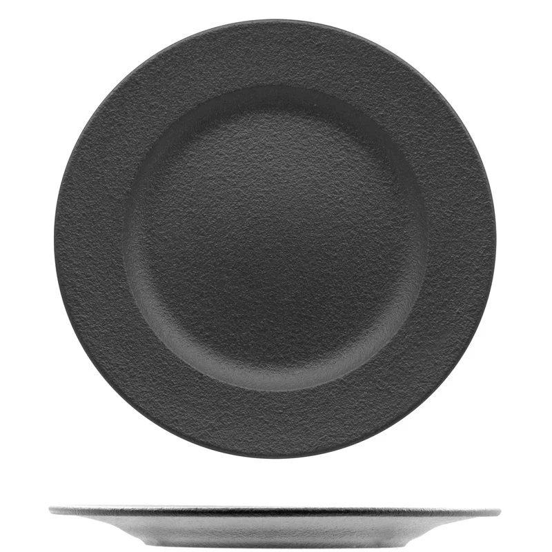 27 cm - Black Dazzle Piatto Piano In Porcellana - Set 12 Pz