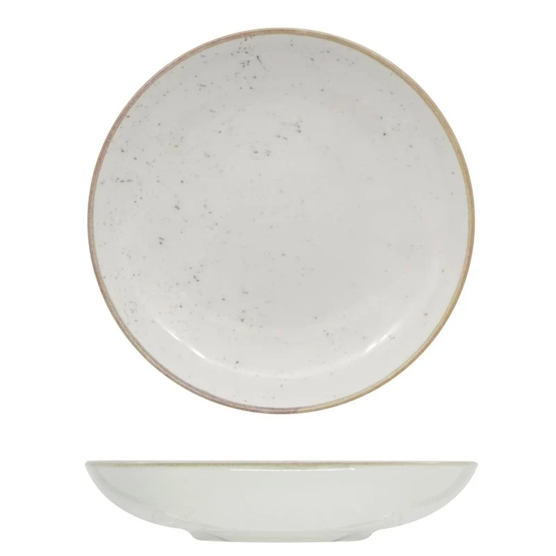 22 cm - Stains Piatto Fondo In Porcellana - Set 12 Pz