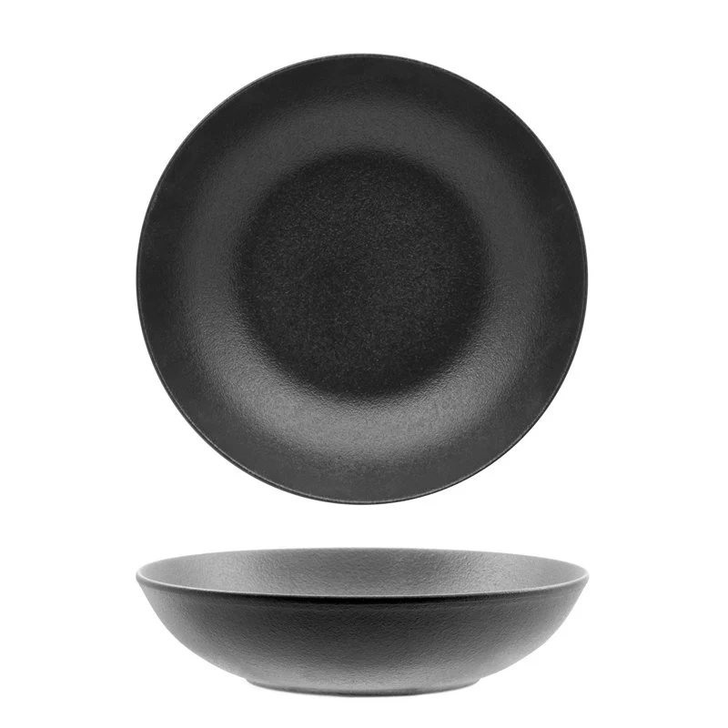 21 cm - Black Dazzle Piatto Fondo In Porcellana - Set 6 Pz