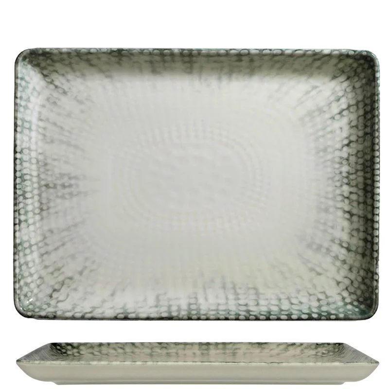 35x26 cm - Oregon Piatto Vassoio Rettangolare In Porcellana - Set 6 Pz