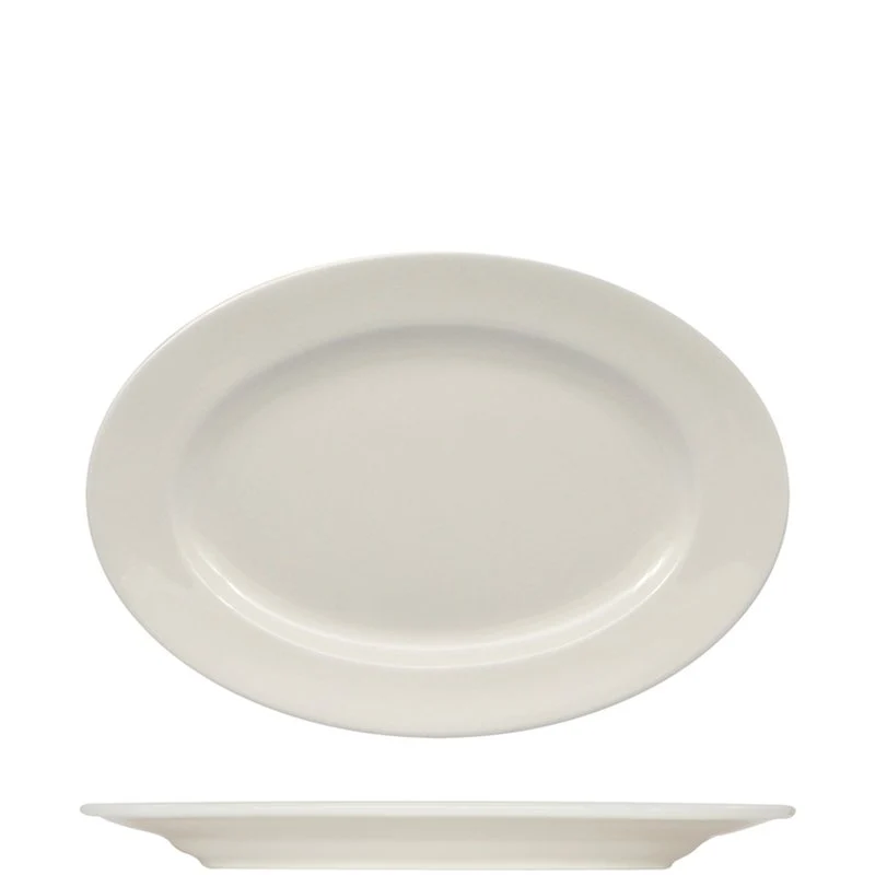 28 cm - Prime Piatto Vassoio Ovale In Porcellana - Set 12 Pz