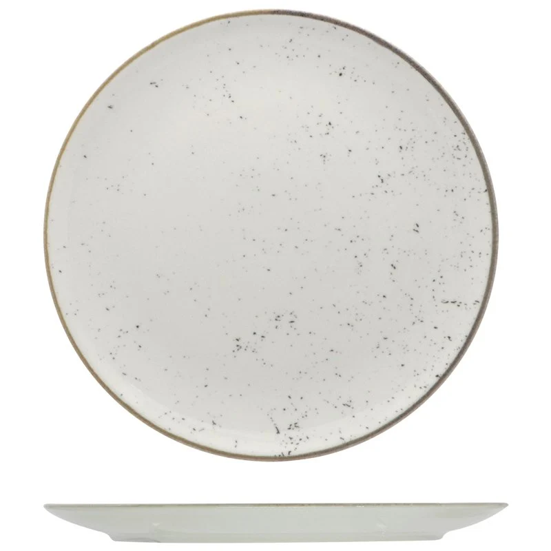 28 cm - Stains Piatto Piano Rotondo In Porcellana - Set 6 Pz