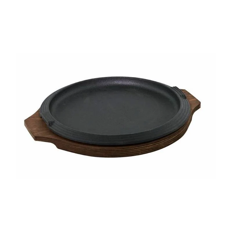 16 cm - Basic Piatto In Ghisa Con Supporto In Legno