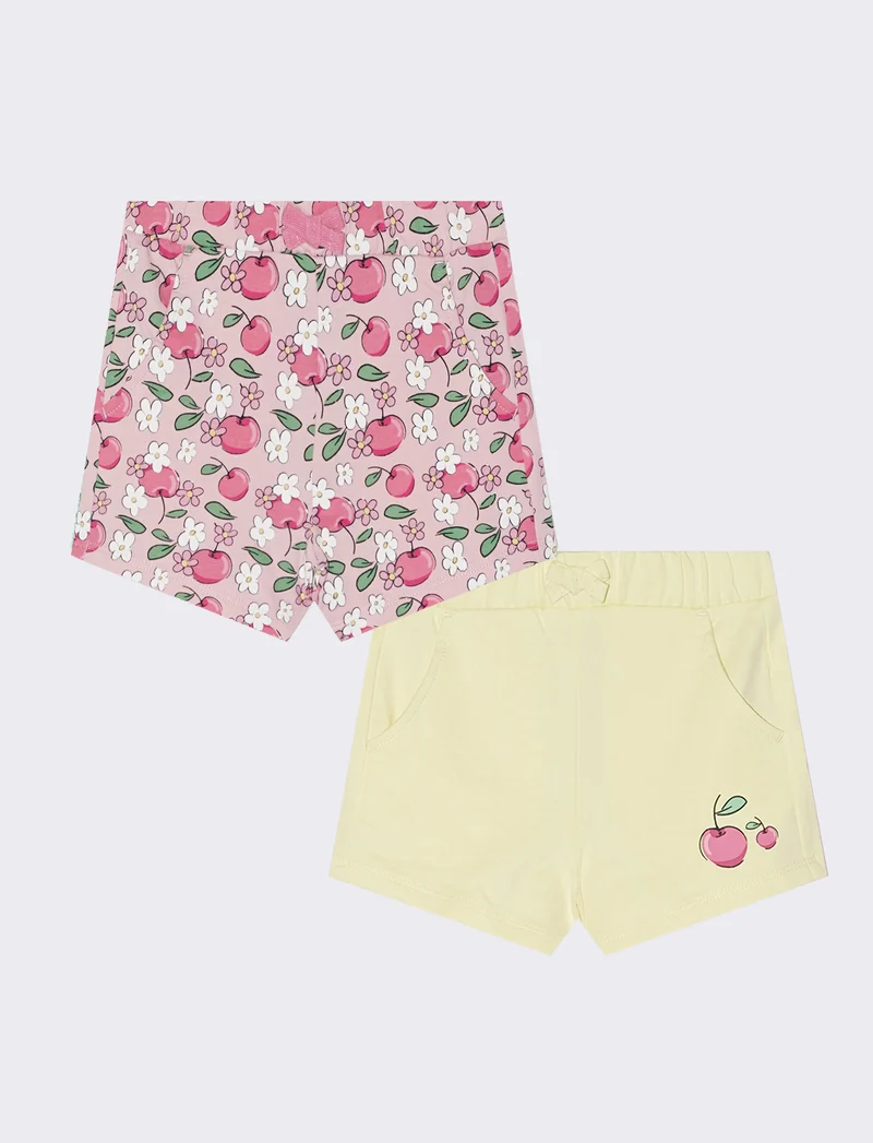 Shorts bipack in stile basico e fantasia - Giallo