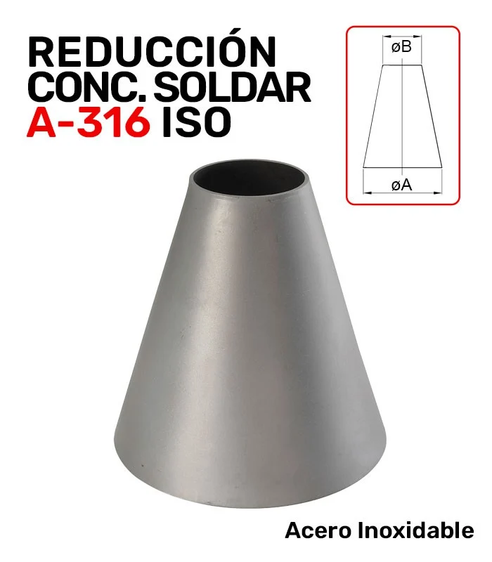 REDUCCIÓN CONCÉNTRICA A/INOX A-316 SOLDAR SERIE ISOMÉTRICA