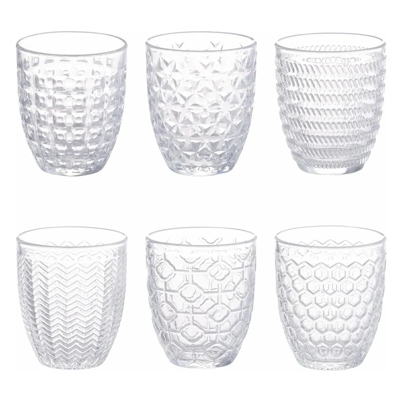 30 cl - Geometrie Bicchiere Acqua in Vetro - Set 6 Pezzi