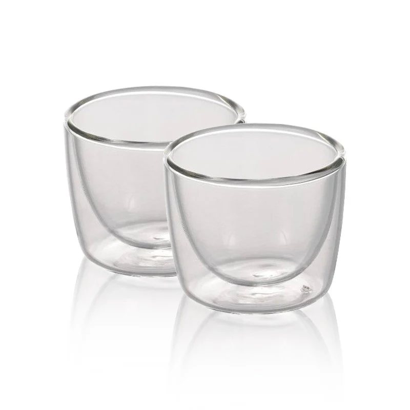 7 cl - Bicchierino Caffé Doppia Parete in Vetro Borosilicato - Set 2 Pezzi
