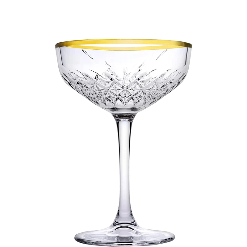 27 cl - Timeless Golden Touch Coppa Champagne Bordo Dorato in Vetro - Set 4 Pezzi