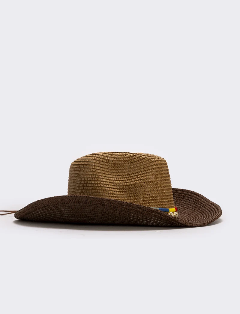 Cappello cowboy con cordoncino multiuso - Marrone