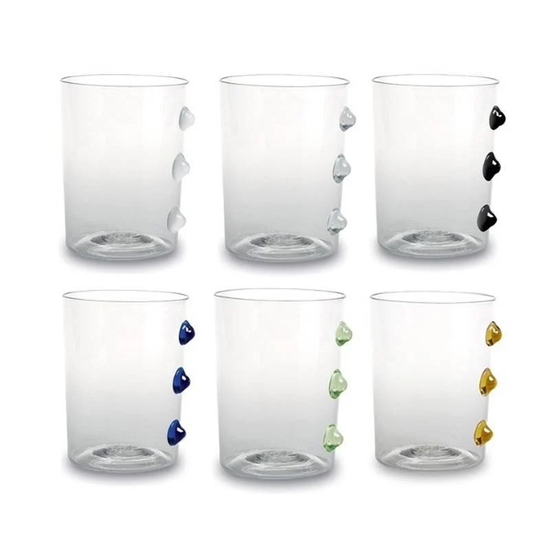 37 cl - Petoni Bicchiere Acqua 3 Punti Verticali in Vetro Borosilicato - Set 6 Pezzi