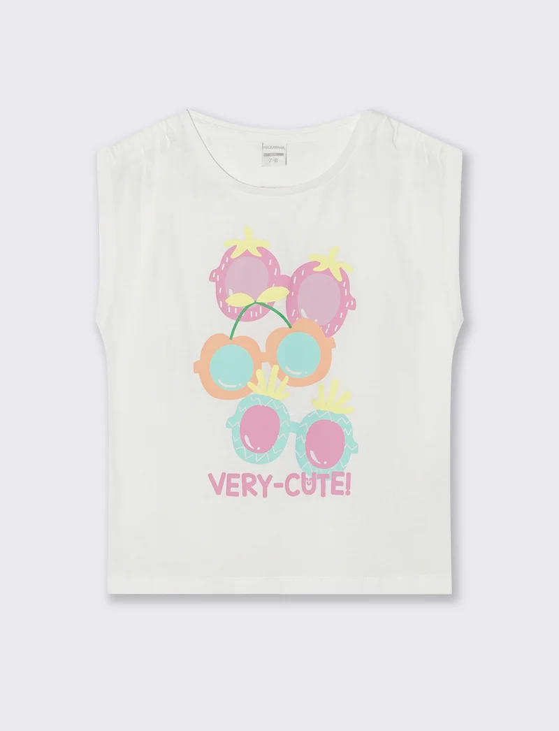 T-shirt giromanica bambina con arriccio - Bianco