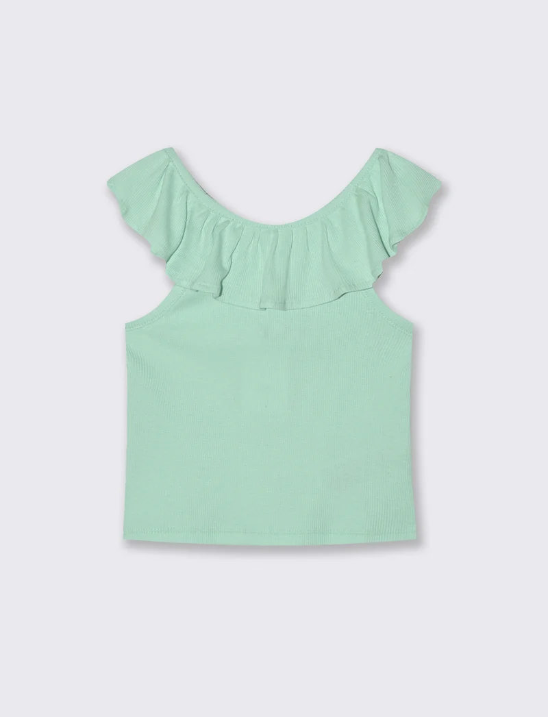 Top rouches in costina per l'estate - Verde acqua