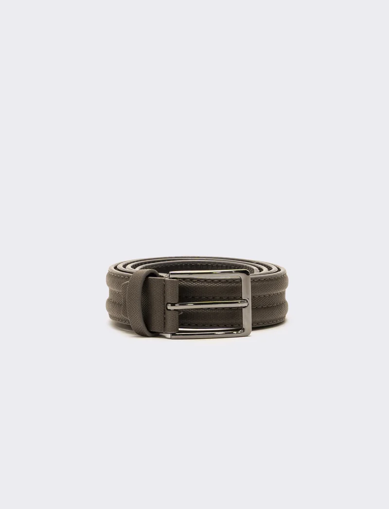 Cintura uomo con fusto a rilievo h 3,5 cm - Grigio fango