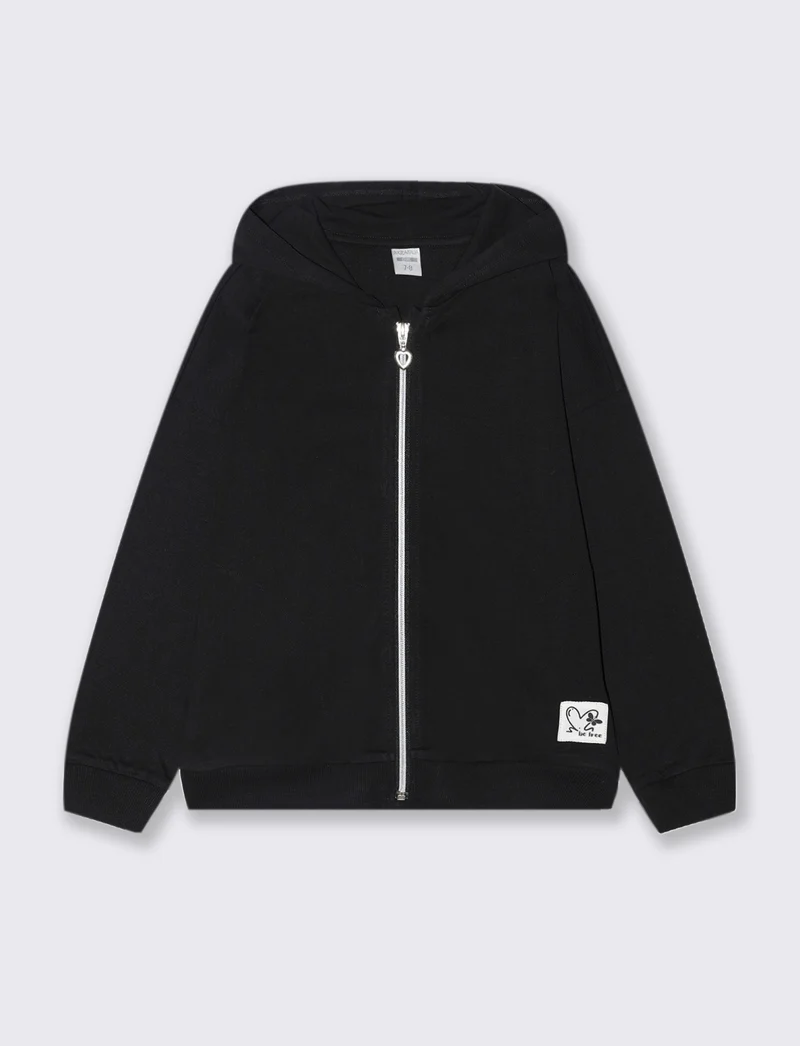 Felpa zippata con cappuccio - Nero