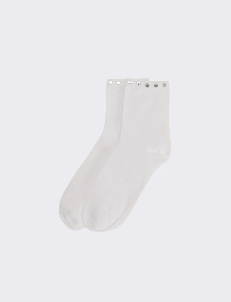 Calzino donna con borchie 1 paio - Bianco
