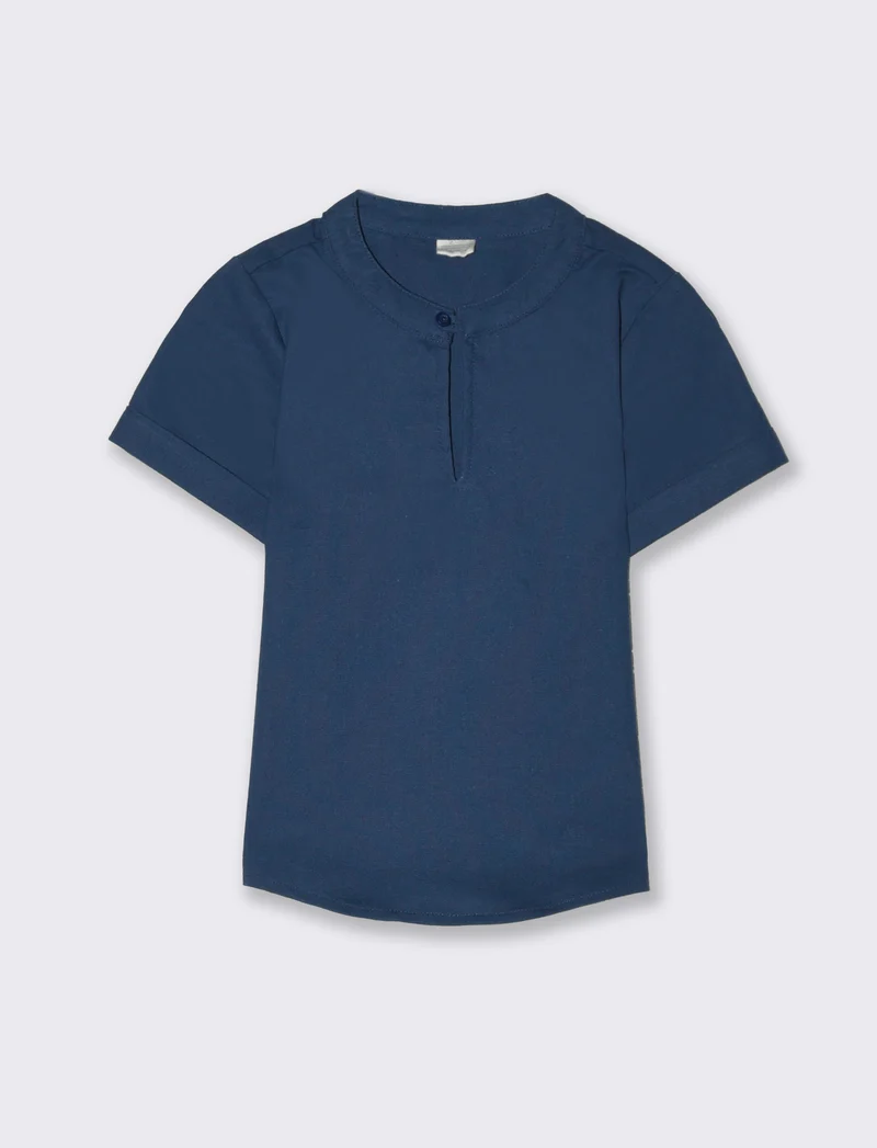 Camicia tinto filo da neonato - Blu