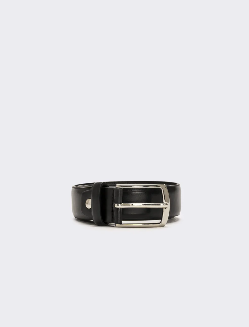 Cintura bombata liscia 3,5 cm uomo - Nero
