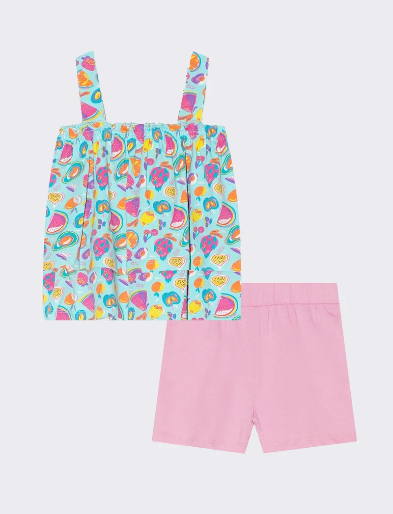 Completo top e shorts da neonata - Turchese