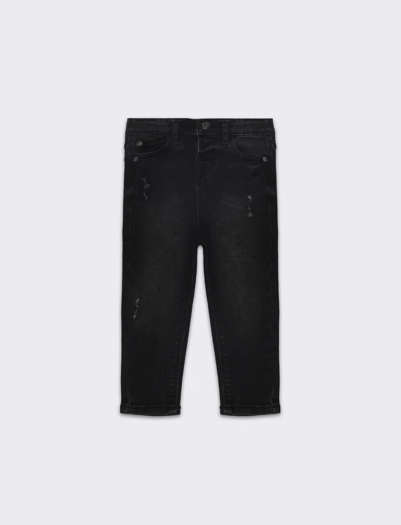 Jeans regular fit con rotture da neonato - Nero