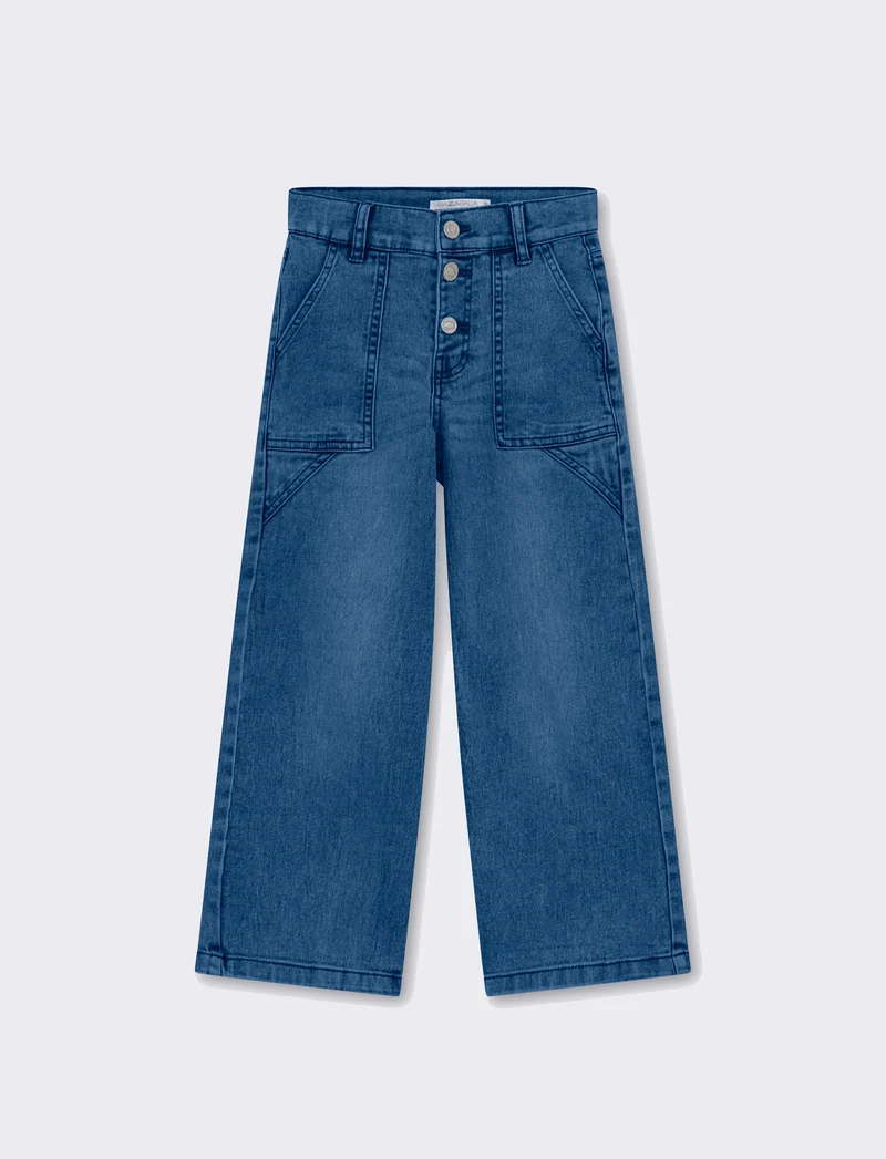 Jeans abbottonatura frontale da bambina - Denim
