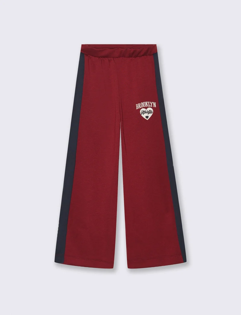 Jogger gamba larga stile college - Bordeaux