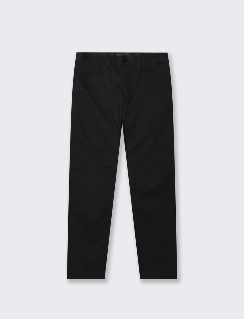 Pantaloni 5 Tasche Regular Fit Cotone - Nero