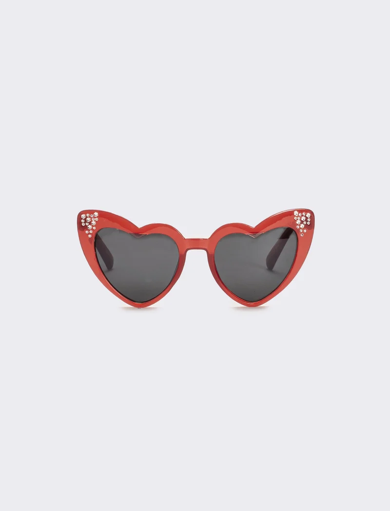 Occhiali da sole a cuore con strass - Bordeaux